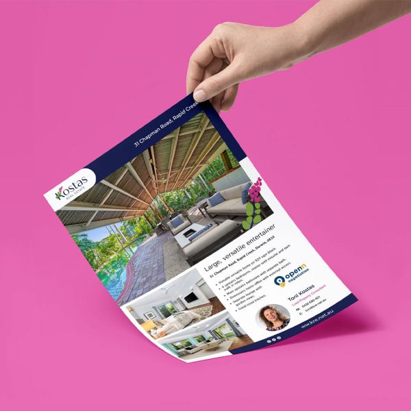 An example of branding in action on the Kostas real estate flyer